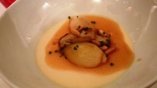 cuajada de gruyere con setas